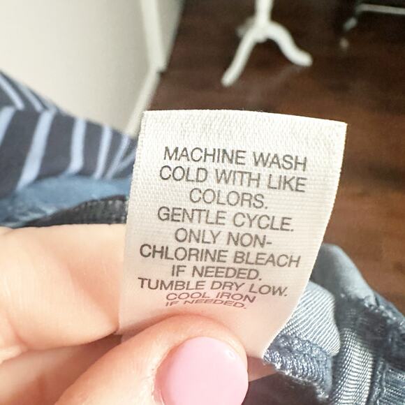 J. Jill Women's Navy Blue Striped Chambray Denim Dress women’s Plus Size 1X - Picture 9 of 13